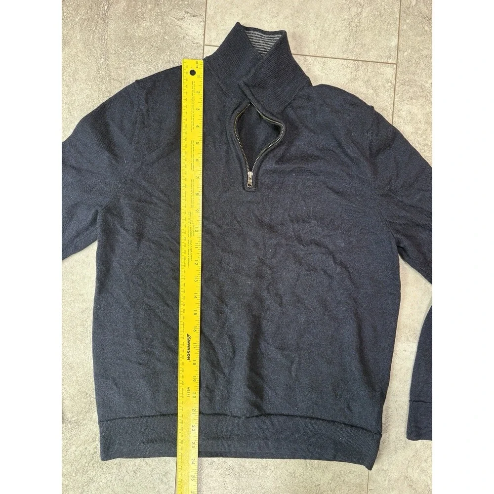 Express Merino Wool Sweater Men's L Navy Quarter Zip Pullover Preppy Classic